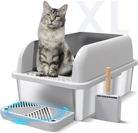 iprimio xl stainless steel litter box - enclosed sides|stainless steel kitty litter boxes.